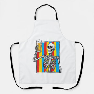 Skeleton Beer Regenboog Vintage Graveer Shirt_1 Schort
