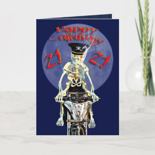 Skeleton biker 21e verjaardagskaart kaart