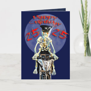 Skeleton biker 25e verjaardag kaart