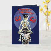 Skeleton biker 60e anniversaire carte (Fleur jaune)