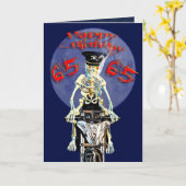 Skeleton biker 65e anniversaire carte (Fleur jaune)