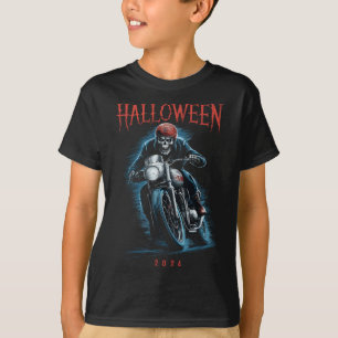 Skeleton Biker Op Motorfiets Halloween 2024 Spooky T-shirt