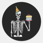 Skeleton Birthday Party Lazy Halloween Costume Fun Ronde Sticker (Voorkant)