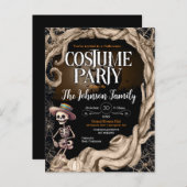 Skeleton Black Halloween Costume fête Invitation (Devant / Derrière)