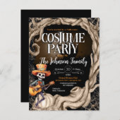 Skeleton Black Halloween Costume fête Invitation (Devant / Derrière)