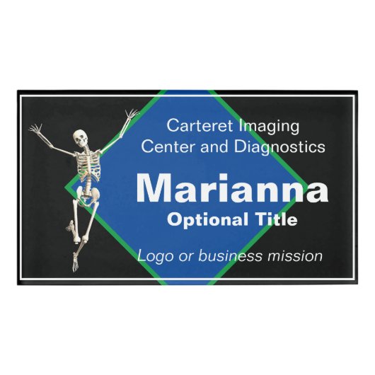Skeleton Blue en Black Medical Imaging Naambadge (Voorkant)