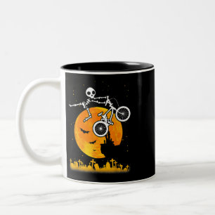Skeleton BMX Dirt Racing Moon Mannen Boys Hallowee Tweekleurige Koffiemok