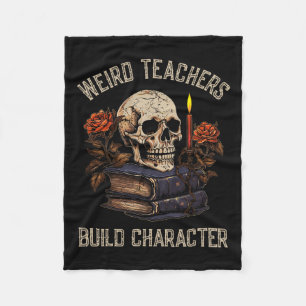 Skeleton Boek Bloemen Schedel Halloween Leraar Vro Fleece Deken