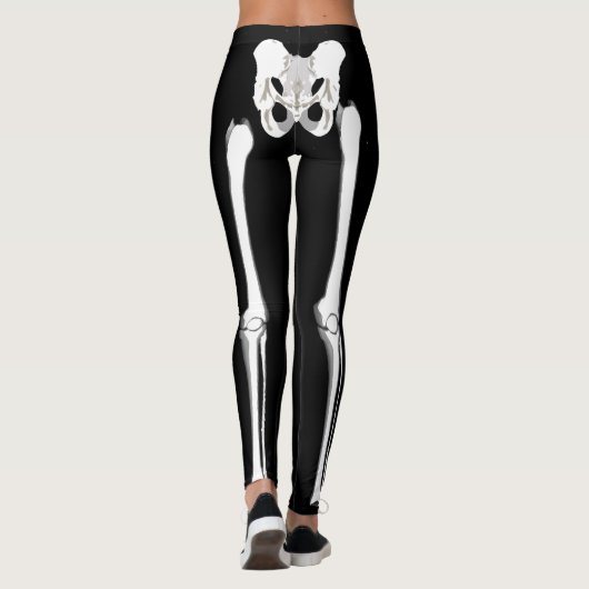 Skeleton Botten Zwarte Halloween Leggings (Achterkant)