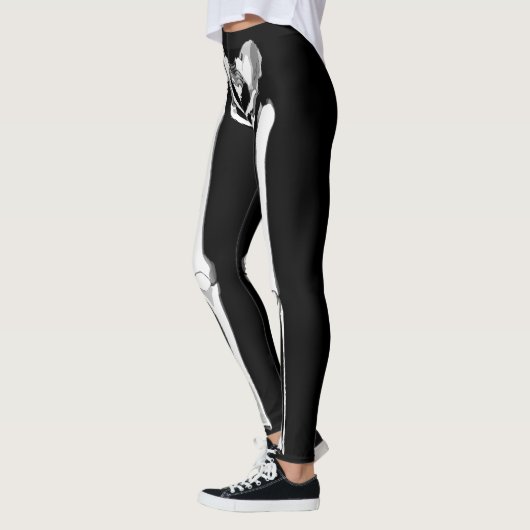 Skeleton Botten Zwarte Halloween Leggings (Links)