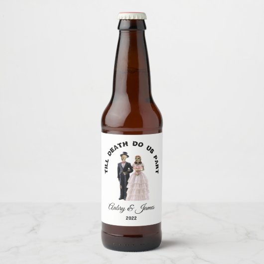 Skeleton Bride en Groom Bier Etiket (Voorkant)