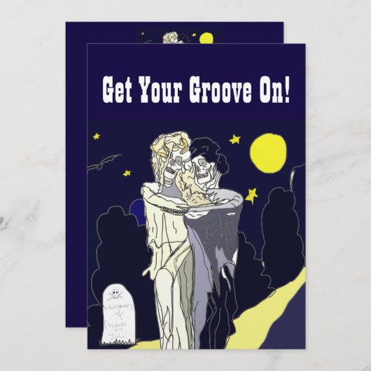 Skeleton Bride en Groom Halloween Invite Kaart (Voorkant / Achterkant)