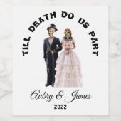 Skeleton Bride en Groom Wijn Etiket (Enkel label)