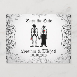Skeleton Bride & Groom Save the Date Briefkaarten