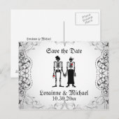 Skeleton Bride & Groom Save the Date Briefkaarten (Voorkant / Achterkant)