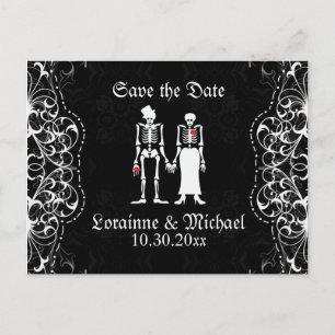 Skeleton Bride & Groom Save the Date Briefkaarten