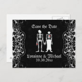 Skeleton Bride & Groom Save the Date Briefkaarten (Voorkant / Achterkant)
