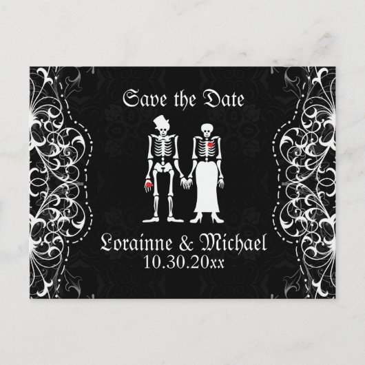 Skeleton Bride & Groom Save the Date Briefkaarten (Voorkant)