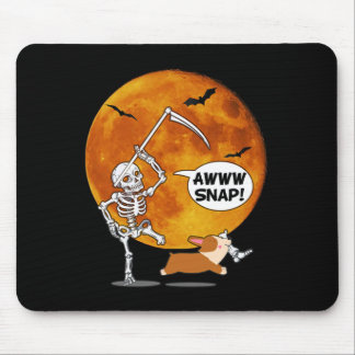 Skeleton Broken Leg Halloween Corgi Reaper Scythe Muismat