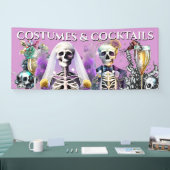 Skeleton bruid bruidegom gothic paarse bruiloft co spandoek (Beurs)