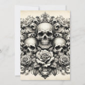 Skeleton bruid & bruidegom wit bruiloft kaart (Achterkant)