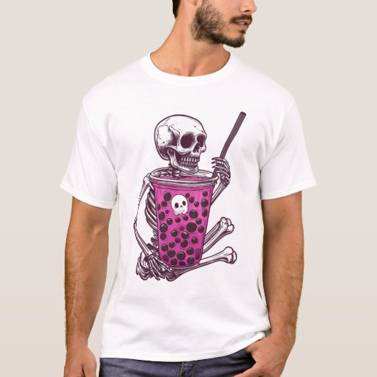 Skeleton Bubble Tea T-shirt (Voorkant)