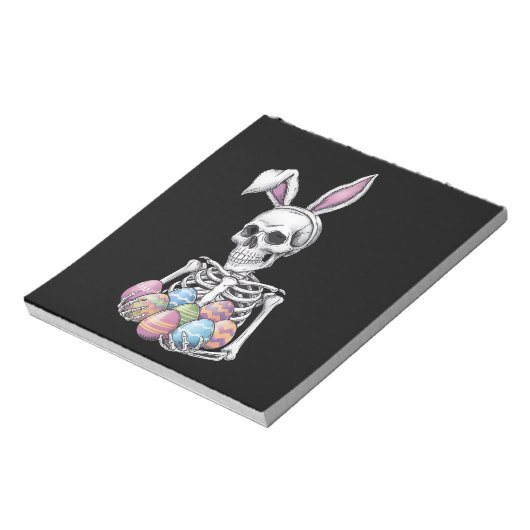 Skeleton Bunny met paaseieren Grappig Konijn Notitieblok (Gedraaid)