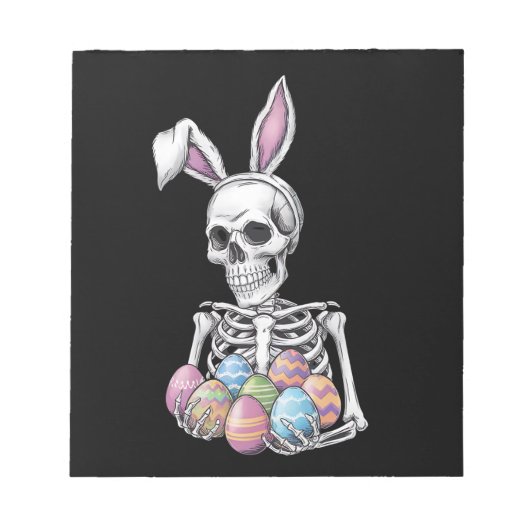 Skeleton Bunny met paaseieren Grappig Konijn Notitieblok (Voorkant)