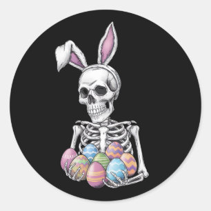 Skeleton Bunny met paaseieren Grappig Konijn Ronde Sticker