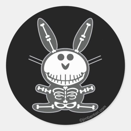 Skeleton Bunny Ronde Sticker (Voorkant)