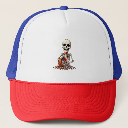 Skeleton Candy Bowl Halloween Trucker Pet (Voorkant)