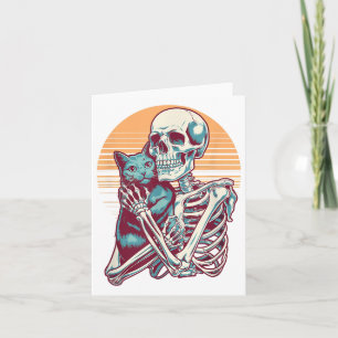 Skeleton Cat Skull Kat Halloween Mannen Wom Kaart