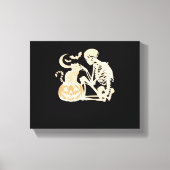 Skeleton Cat Skull kat Schattige Halloween Design  Canvas Afdruk (Voorkant)
