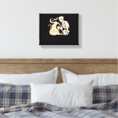 Skeleton Cat Skull kat Schattige Halloween Design  Canvas Afdruk (Insitu (Slaapkamer))