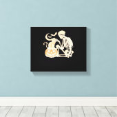 Skeleton Cat Skull kat Schattige Halloween Design  Canvas Afdruk (Insitu (Houten vloer))