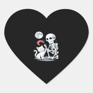 Skeleton Cat Skull kat Schattige Halloween Design Hart Sticker