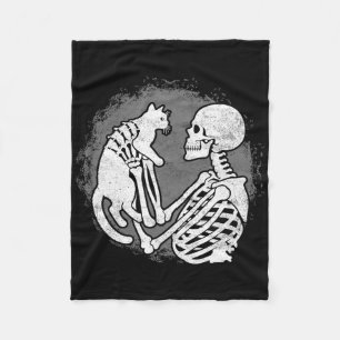 Skeleton Cat Skull Kat Schattige Halloween Mannen Fleece Deken