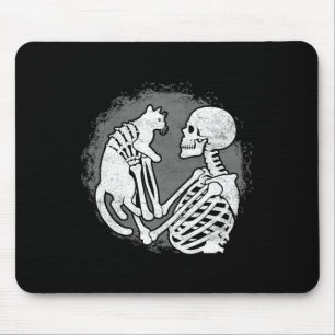 Skeleton Cat Skull Kat Schattige Halloween Mannen Muismat