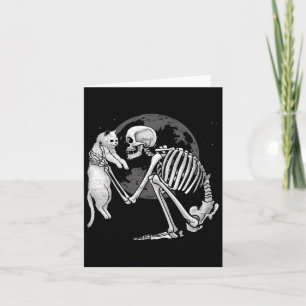 Skeleton Cat Skull Kat Schattigee geest Halloween Kaart