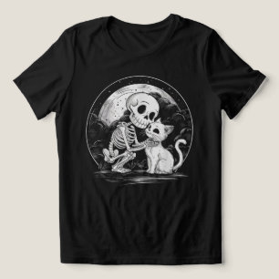 Skeleton Cat Skull Kat - Schattigee Gothic Hallowe Tri-Blend Shirt