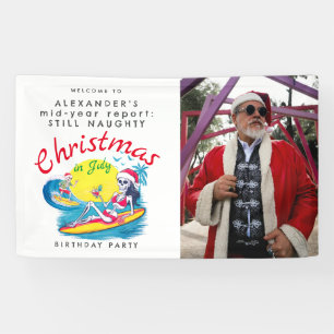 Skeleton Christmas in juli Beach Surf Welkomstbord Spandoek