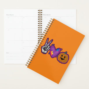 Skeleton Citrouille Peace Love Halloween