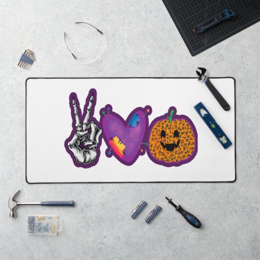 Skeleton Citrouille Peace Love Halloween (Poste de travail)