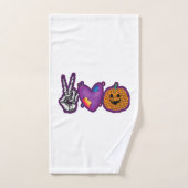 Skeleton Citrouille Peace Love Halloween (Serviette à main)