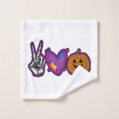 Skeleton Citrouille Peace Love Halloween (Gant de toilette)