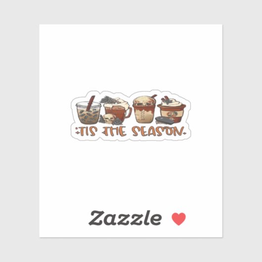 Skeleton Coffee Cups Coffee Lover Sticker (Vel)