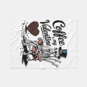 Skeleton Coffee Is My Valentine Funny Coffee Drink Fleece Deken (Voorkant (Horizontaal))