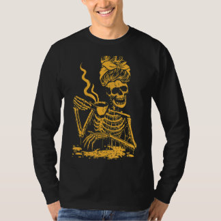 Skeleton Coffee Messy Bun Coffee T-shirt