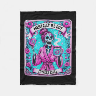 Skeleton Coffee Tarot Kaart geestesziek maar totaa Fleece Deken