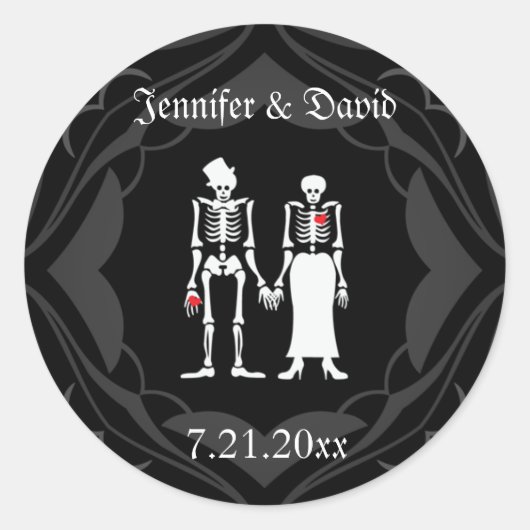 Skeleton Couple Enregistrer la date Sticker Étique (Devant)